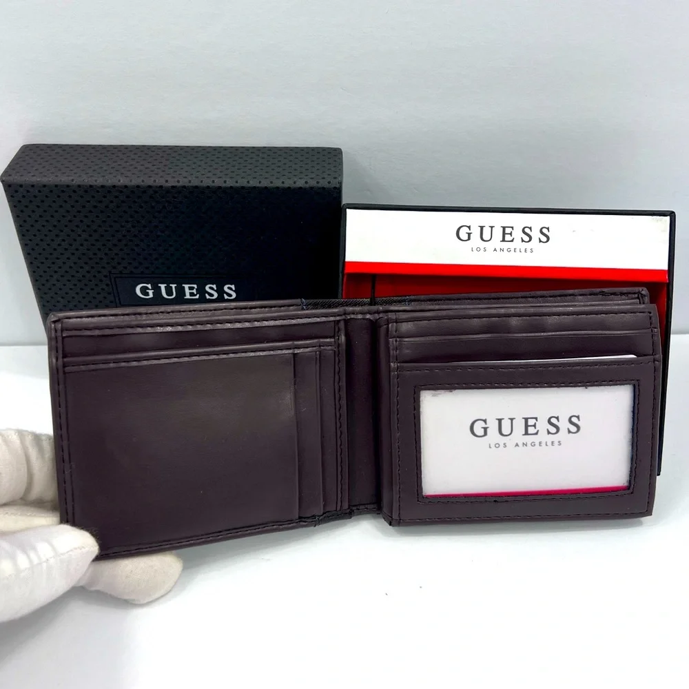GUESS,MEN’S WALLET, BROWN, TRI FOLD, 9 CREDIT CARD HOLDER,4 HIDDEN COMPARTMENT